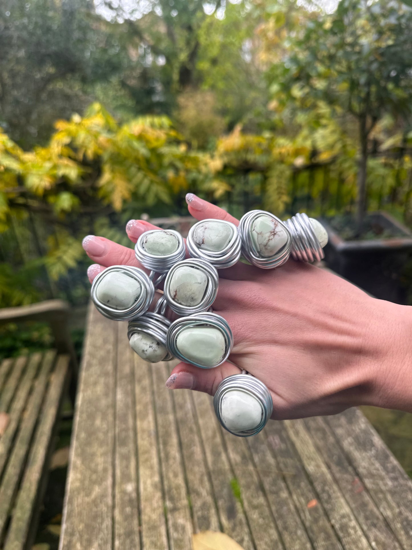 Spiral Sculpture Ring with Semi-precious Green Stone